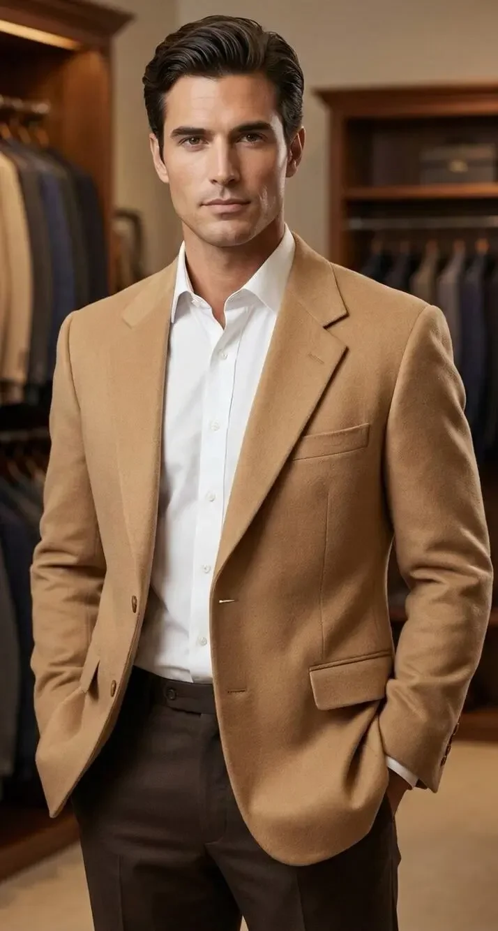 Bill Blass 100% Camel Hair Sport Coat Blazer Mens Tan Beige Vintage